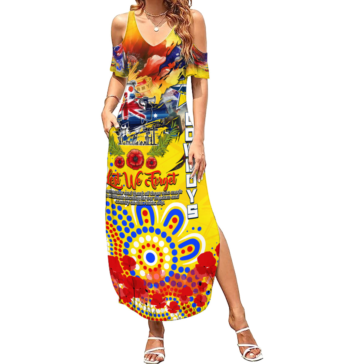 Personalised Australia Rugby Cowboys ANZAC Family Matching Summer Maxi Dress and Hawaiian Shirt North Queensland Scratch Style