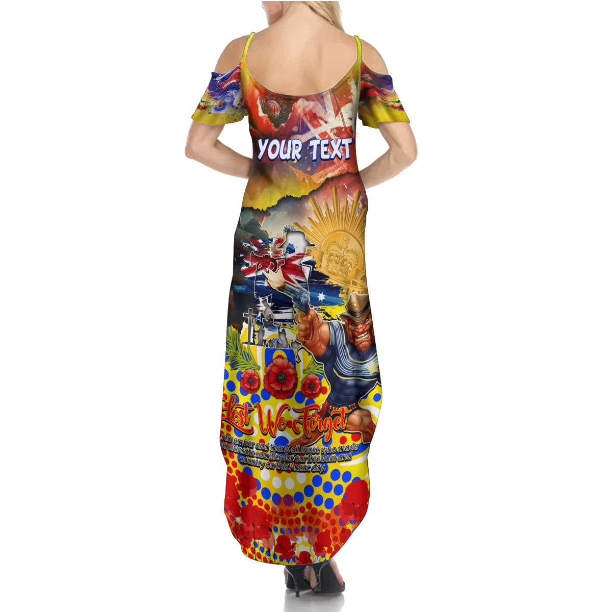 Personalised Australia Rugby Cowboys ANZAC Family Matching Summer Maxi Dress and Hawaiian Shirt North Queensland Scratch Style