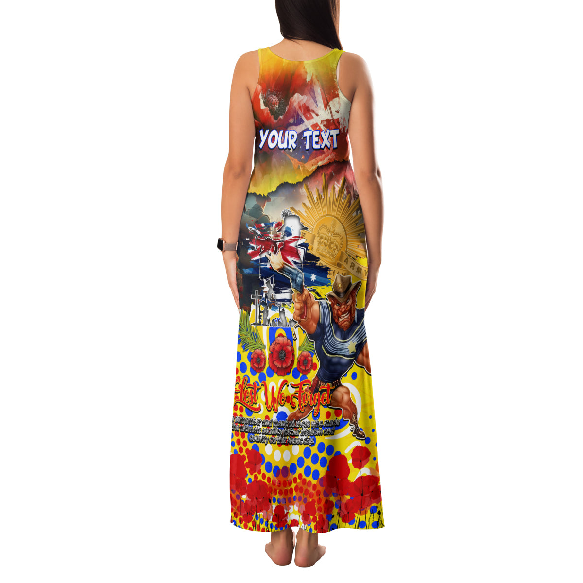 Personalised Australia Rugby Cowboys ANZAC Family Matching Tank Maxi Dress and Hawaiian Shirt North Queensland Scratch Style