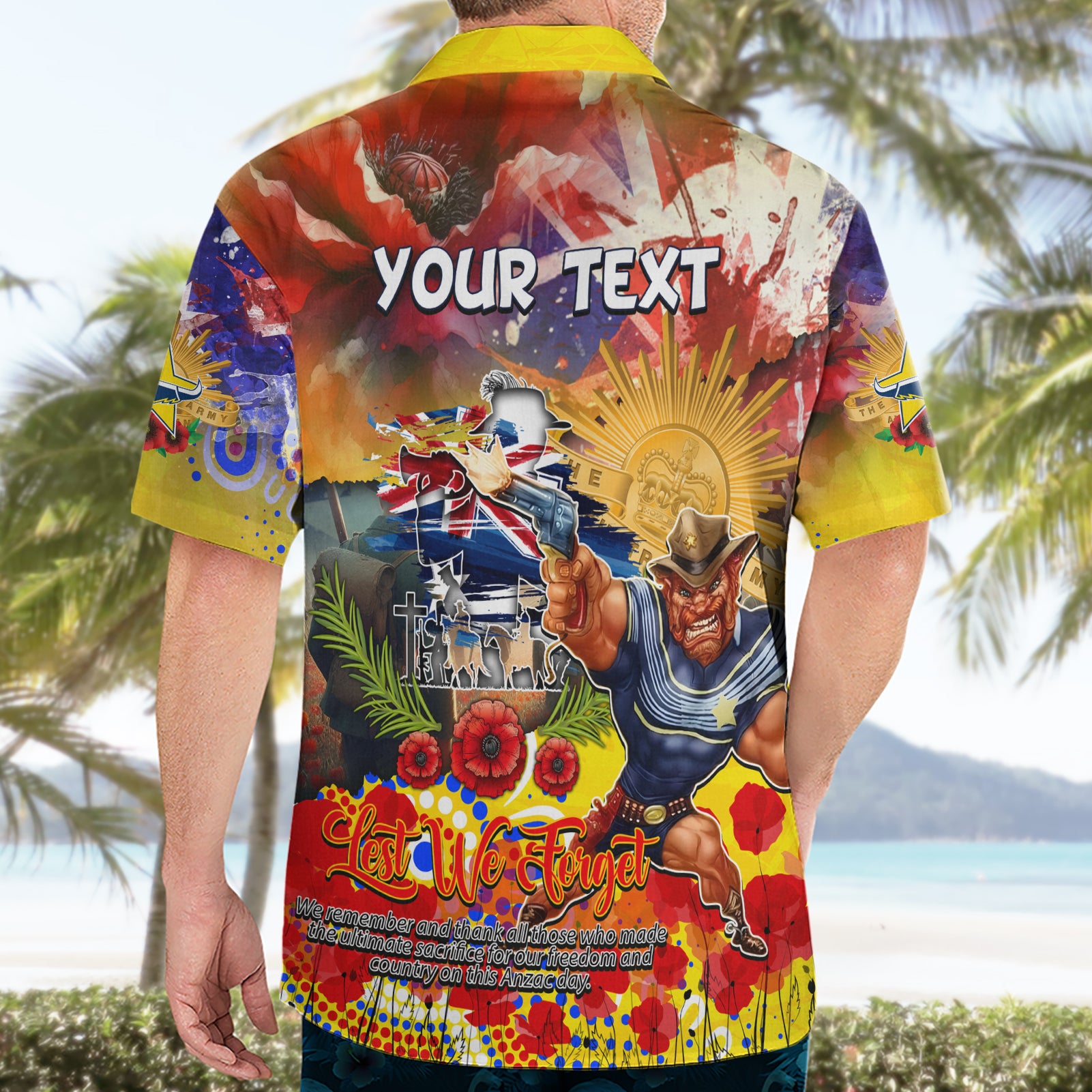 Personalised Australia Rugby Cowboys ANZAC Hawaiian Shirt North Queensland Scratch Style - Vibe Hoodie Shop