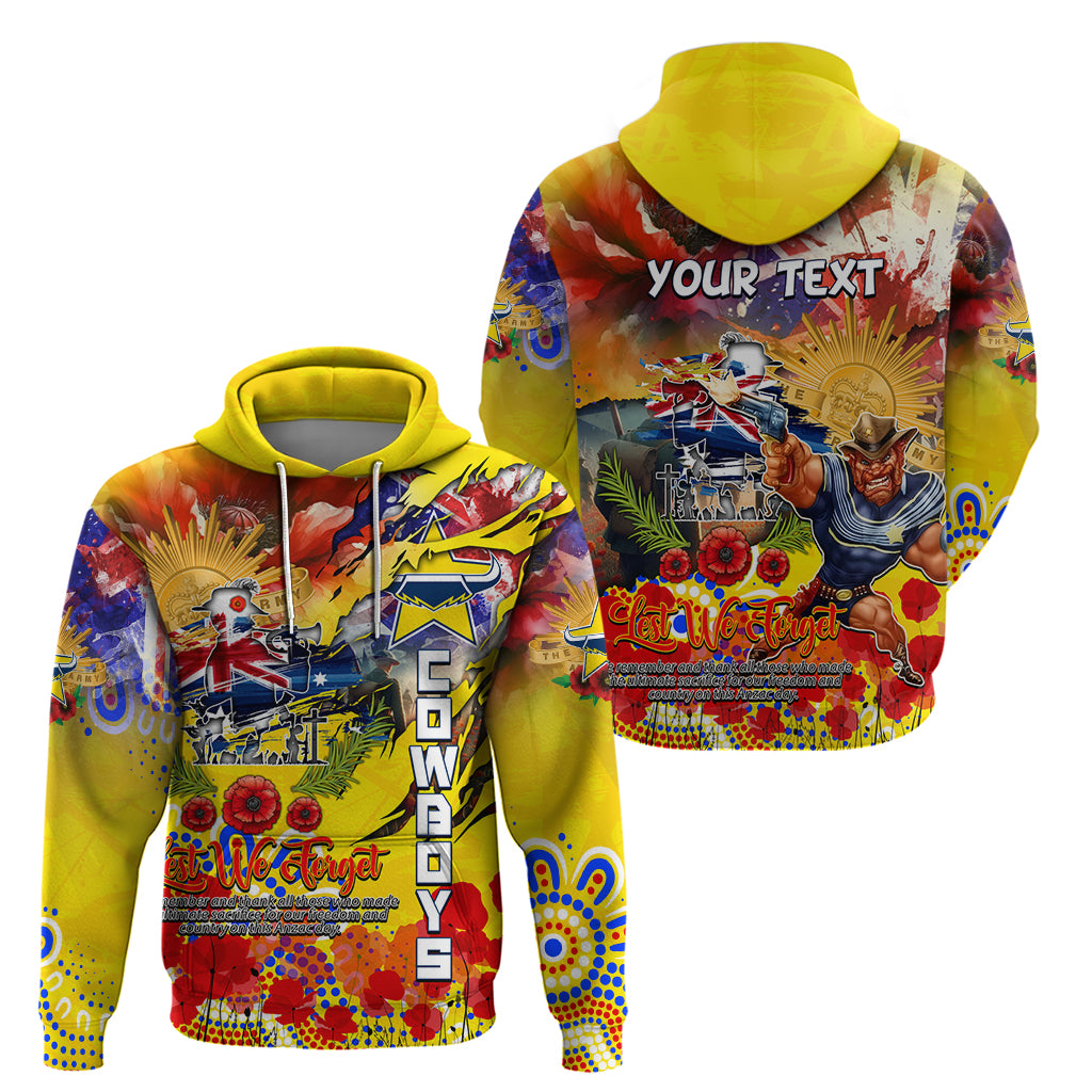 Personalised Australia Rugby Cowboys ANZAC Hoodie North Queensland Scratch Style - Vibe Hoodie Shop