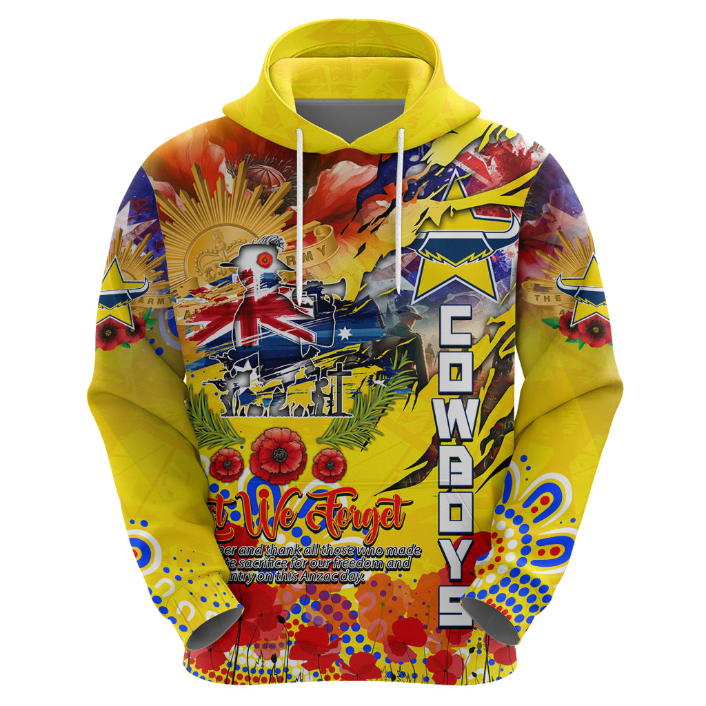 Personalised Australia Rugby Cowboys ANZAC Hoodie North Queensland Scratch Style - Vibe Hoodie Shop