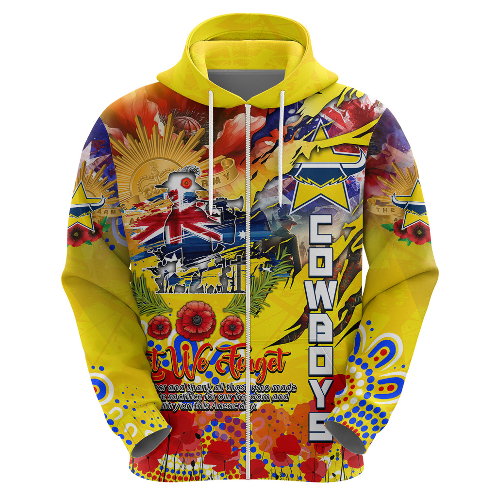 Personalised Australia Rugby Cowboys ANZAC Hoodie North Queensland Scratch Style - Vibe Hoodie Shop