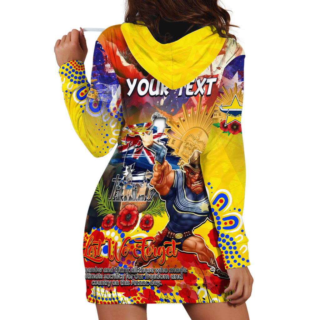 Personalised Australia Rugby Cowboys ANZAC Hoodie Dress North Queensland Scratch Style - Vibe Hoodie Shop