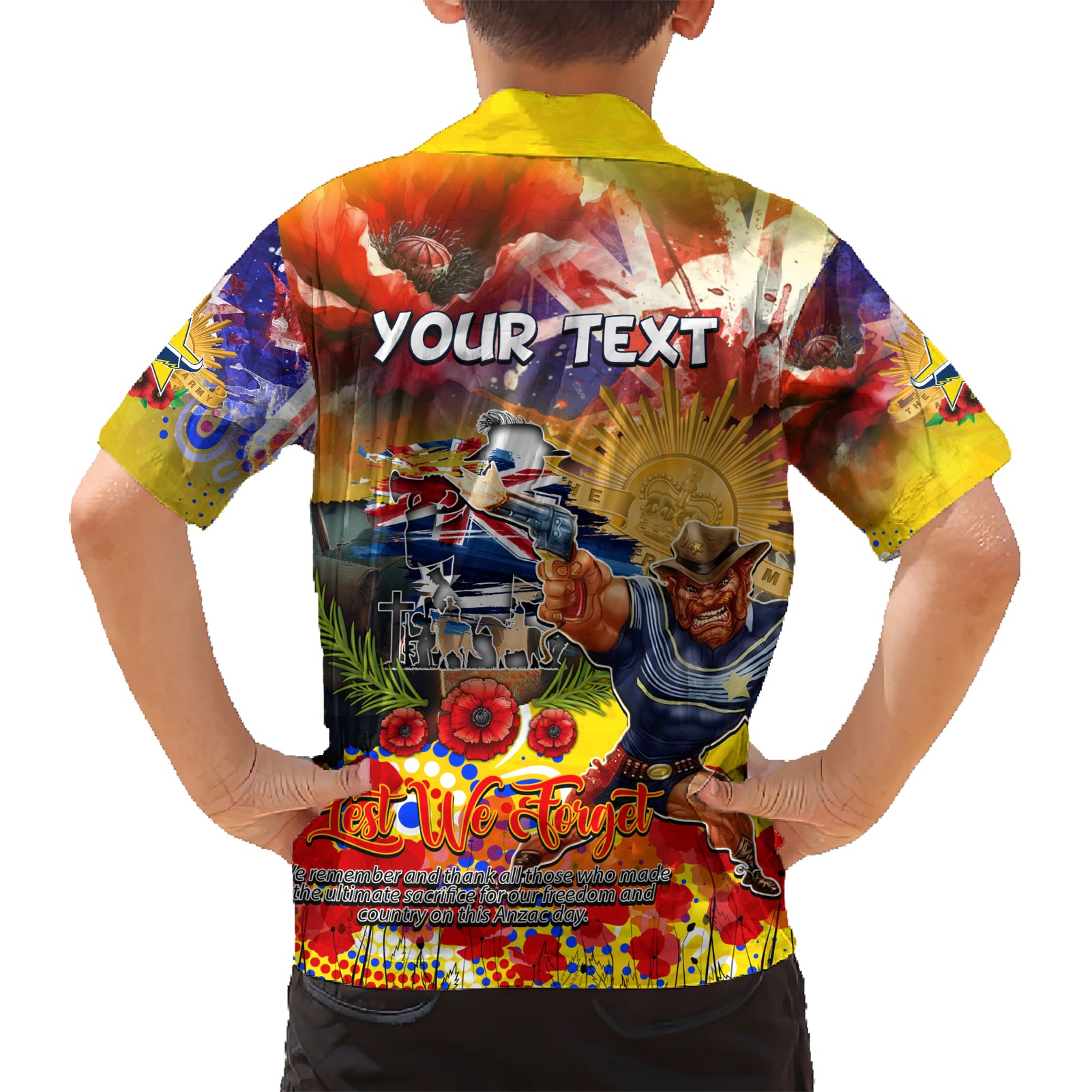 Personalised Australia Rugby Cowboys ANZAC Kid Hawaiian Shirt North Queensland Scratch Style