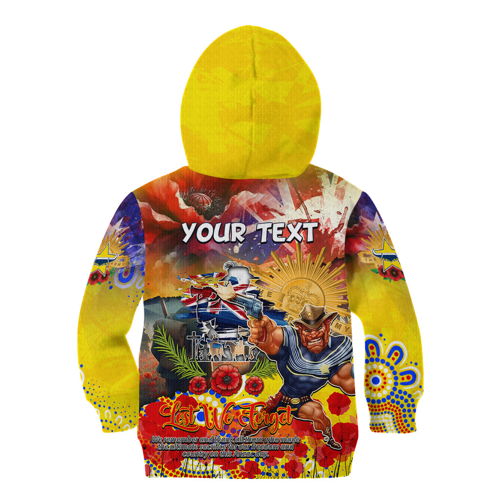 Personalised Australia Rugby Cowboys ANZAC Kid Hoodie North Queensland Scratch Style - Vibe Hoodie Shop