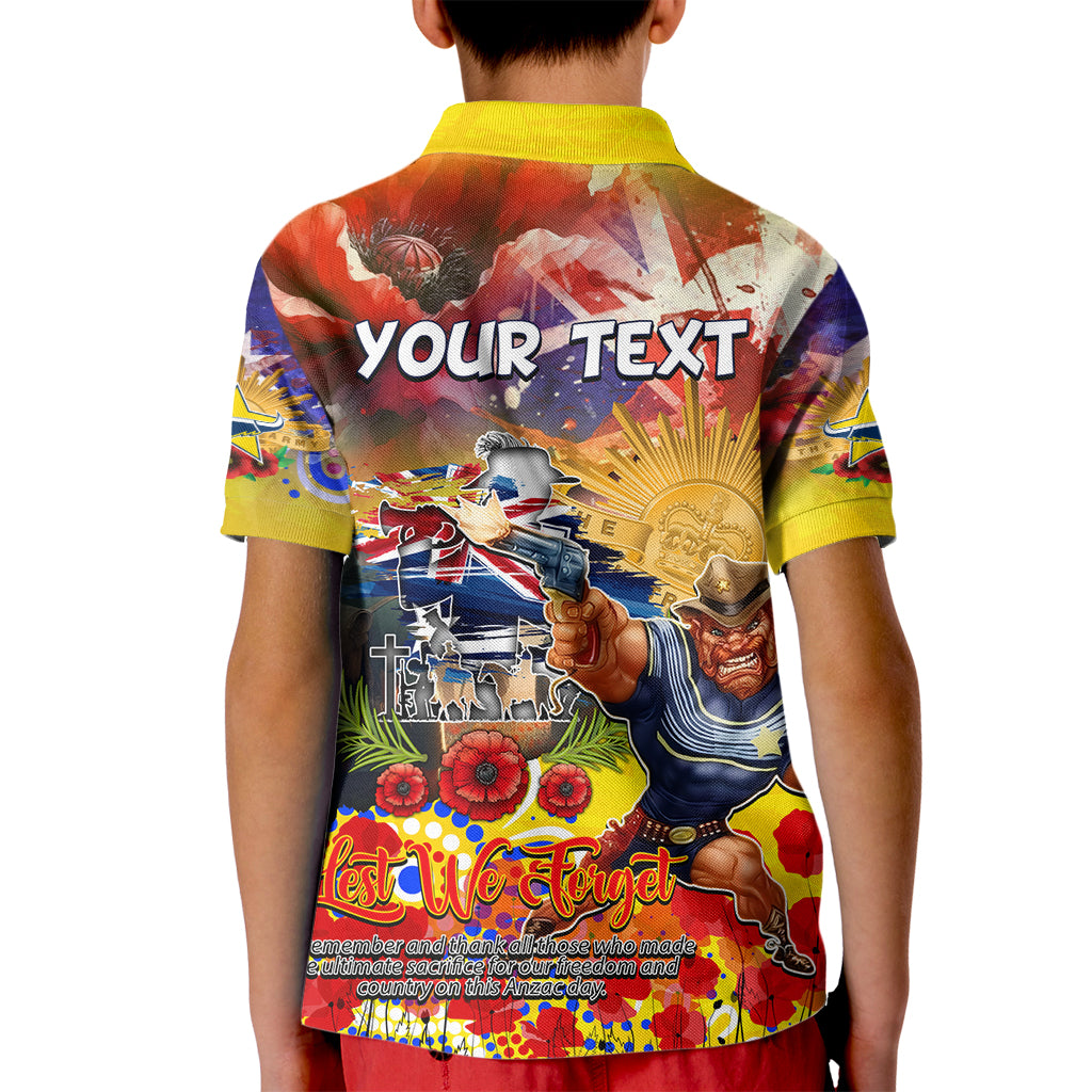 Personalised Australia Rugby Cowboys ANZAC Kid Polo Shirt North Queensland Scratch Style - Vibe Hoodie Shop