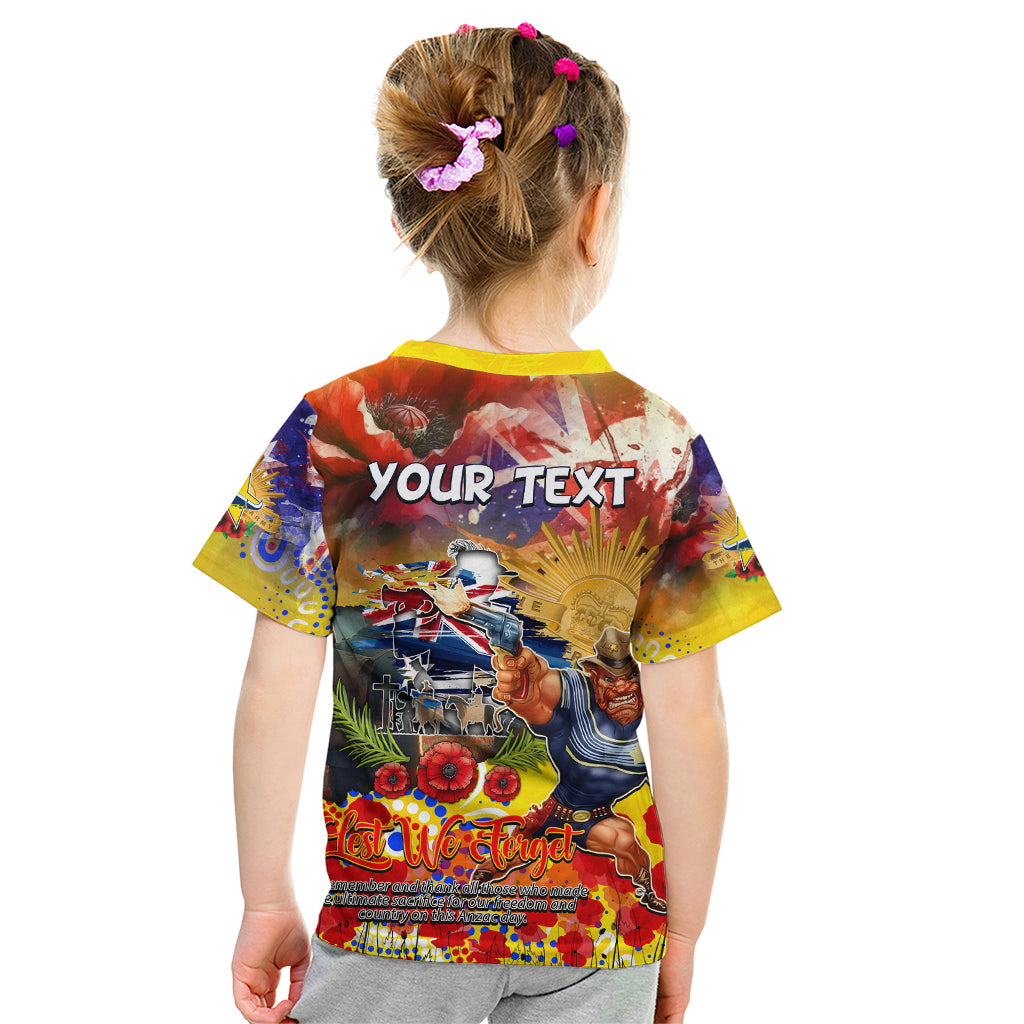 Personalised Australia Rugby Cowboys ANZAC Kid T Shirt North Queensland Scratch Style - Vibe Hoodie Shop