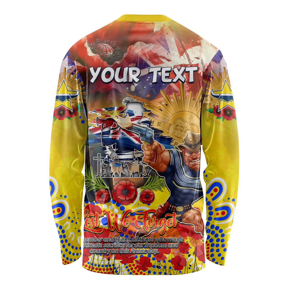 Personalised Australia Rugby Cowboys ANZAC Long Sleeve Shirt North Queensland Scratch Style - Vibe Hoodie Shop