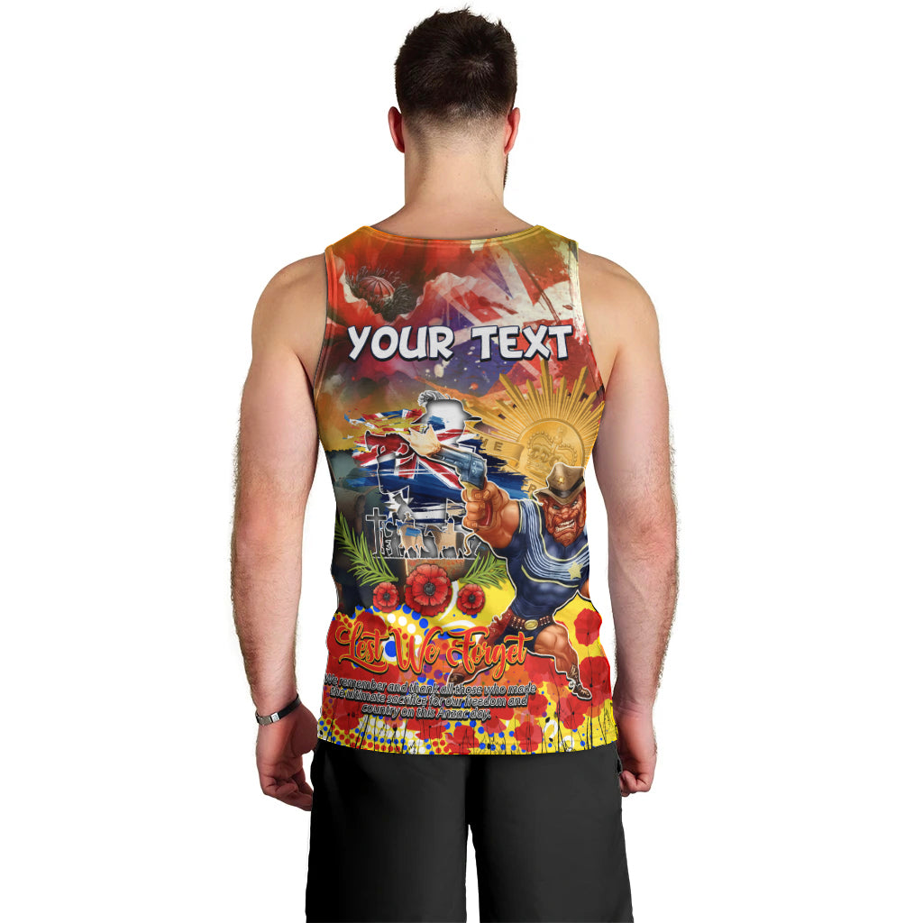 Personalised Australia Rugby Cowboys ANZAC Men Tank Top North Queensland Scratch Style - Vibe Hoodie Shop