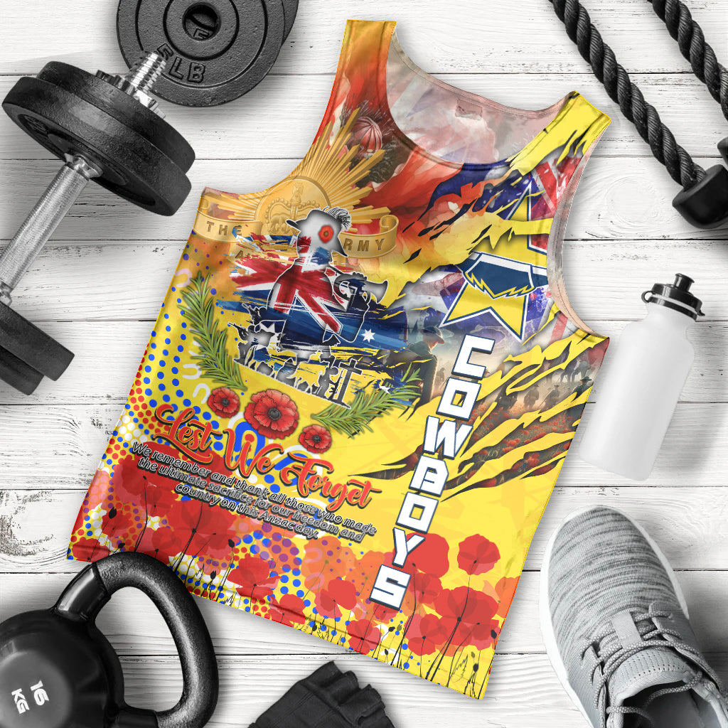Personalised Australia Rugby Cowboys ANZAC Men Tank Top North Queensland Scratch Style - Vibe Hoodie Shop