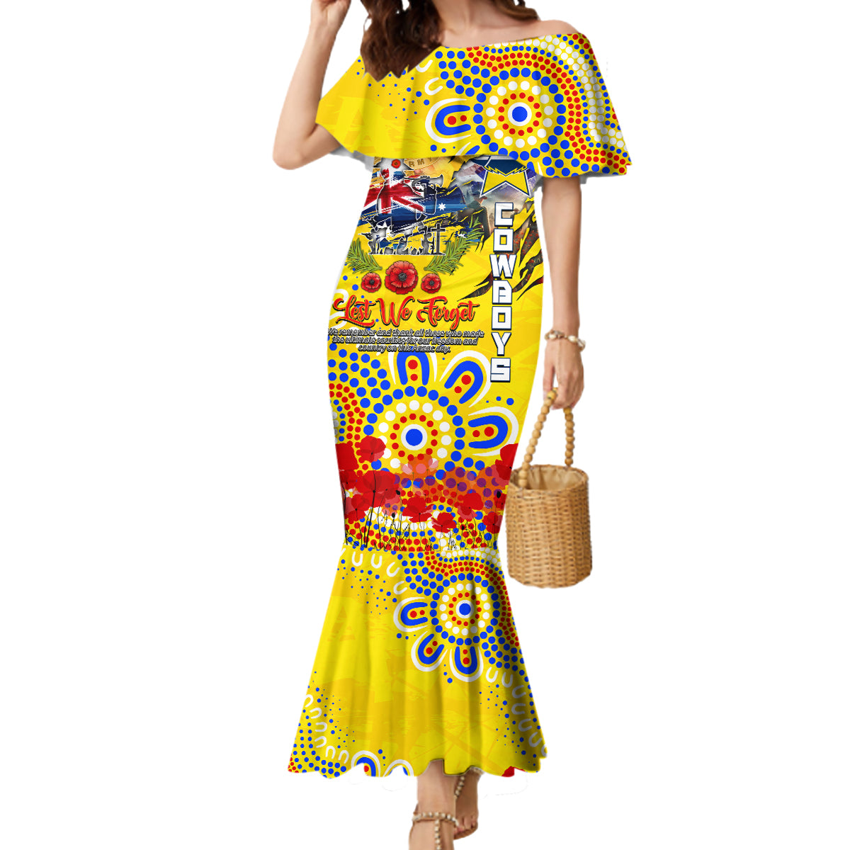 Personalised Australia Rugby Cowboys ANZAC Mermaid Dress North Queensland Scratch Style