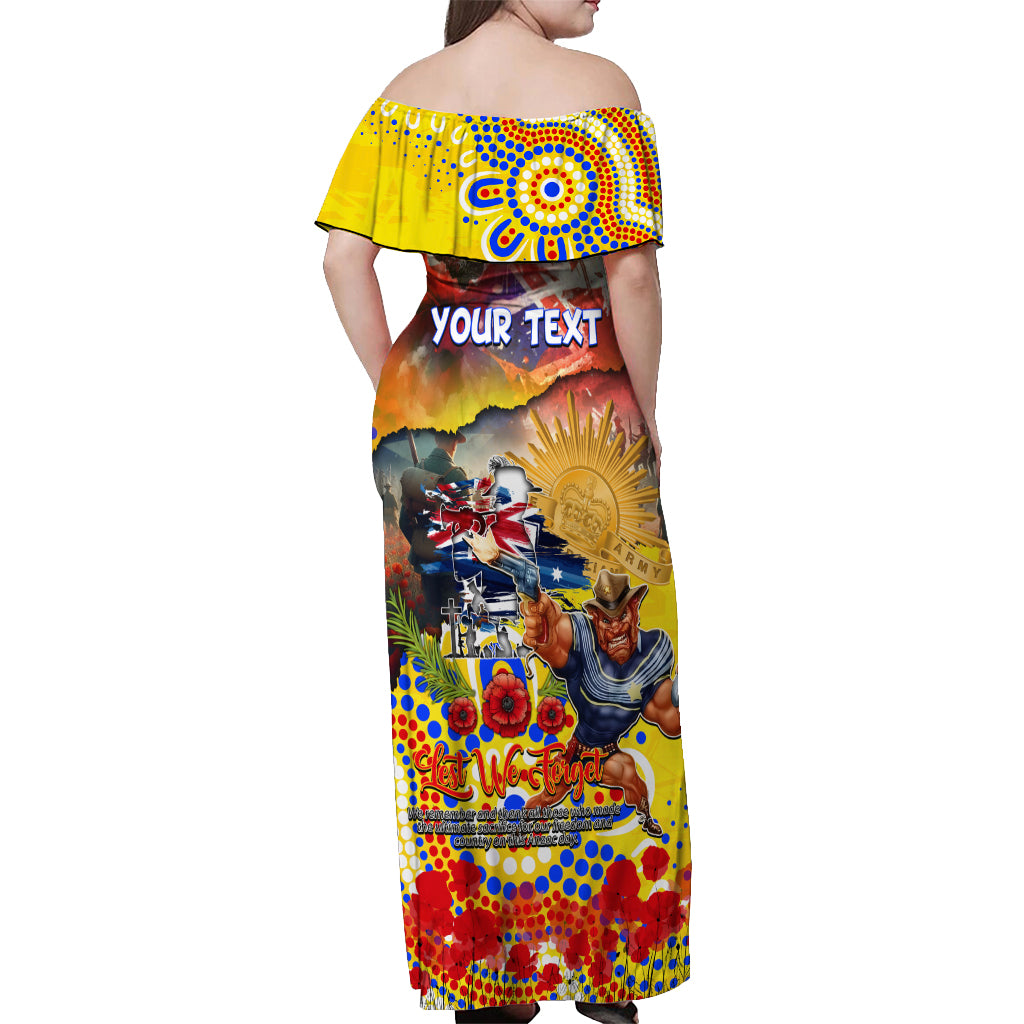 Personalised Australia Rugby Cowboys ANZAC Off Shoulder Maxi Dress North Queensland Scratch Style