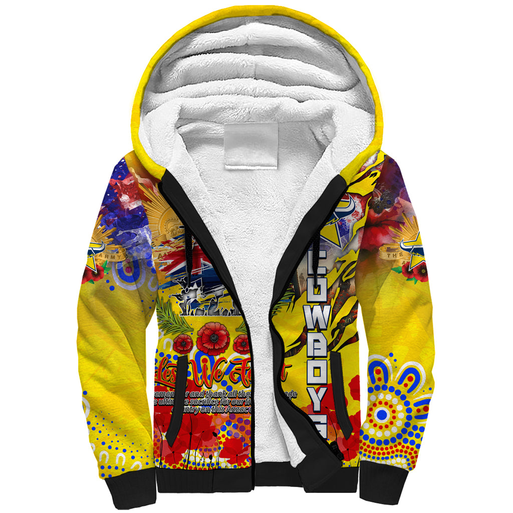 Personalised Australia Rugby Cowboys ANZAC Sherpa Hoodie North Queensland Scratch Style - Vibe Hoodie Shop