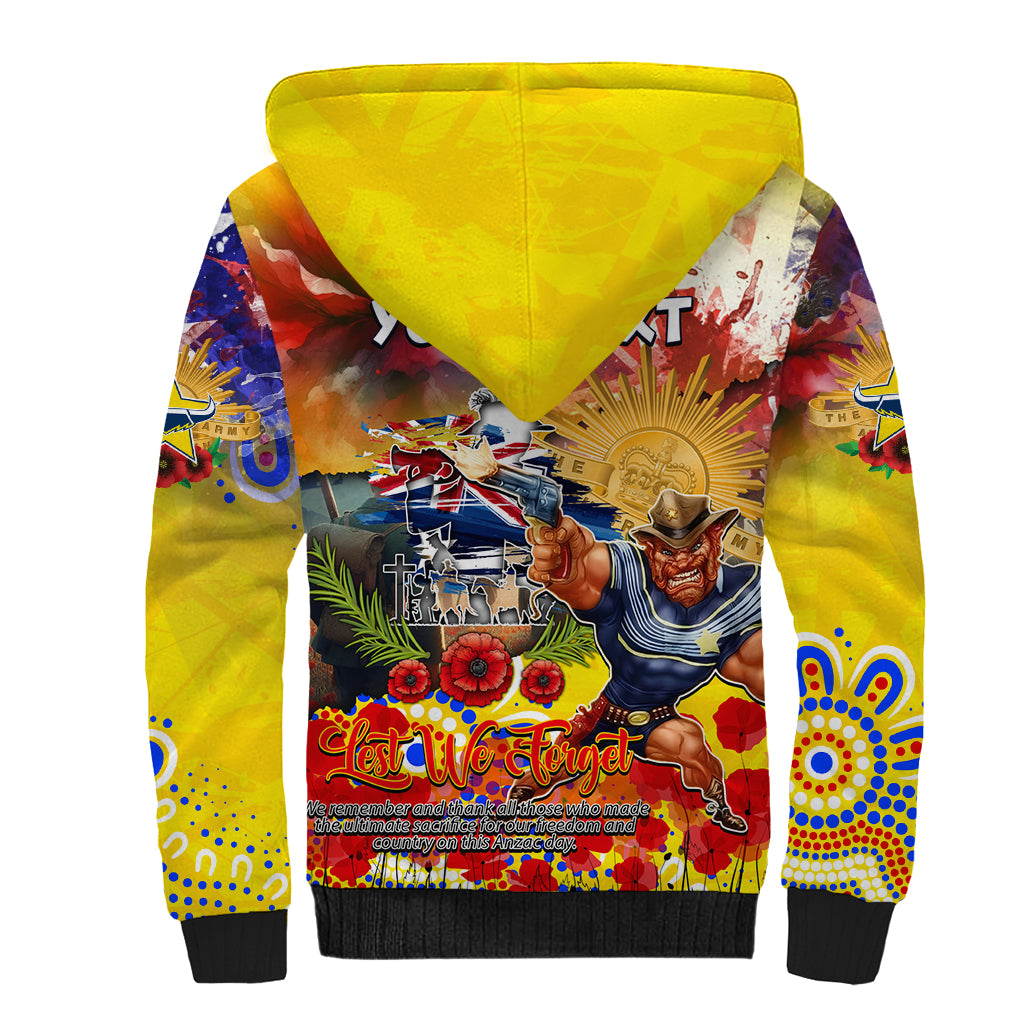 Personalised Australia Rugby Cowboys ANZAC Sherpa Hoodie North Queensland Scratch Style - Vibe Hoodie Shop