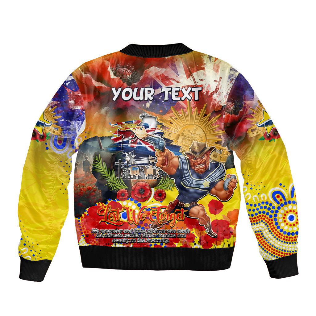 Personalised Australia Rugby Cowboys ANZAC Sleeve Zip Bomber Jacket North Queensland Scratch Style