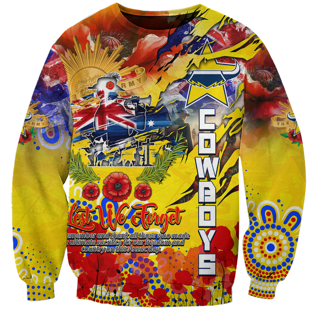 Personalised Australia Rugby Cowboys ANZAC Sweatshirt North Queensland Scratch Style - Vibe Hoodie Shop