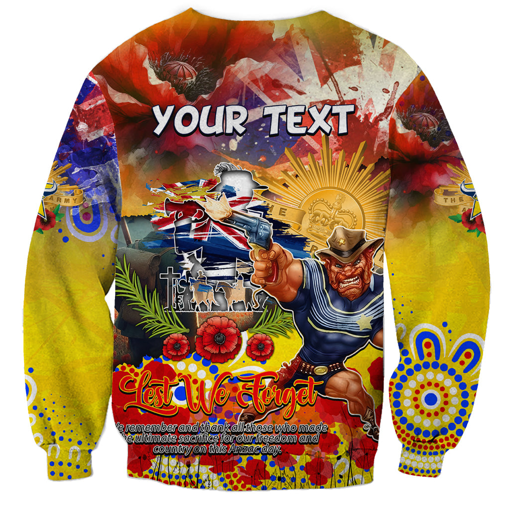 Personalised Australia Rugby Cowboys ANZAC Sweatshirt North Queensland Scratch Style - Vibe Hoodie Shop