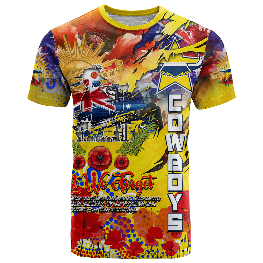 Personalised Australia Rugby Cowboys ANZAC T Shirt North Queensland Scratch Style - Vibe Hoodie Shop