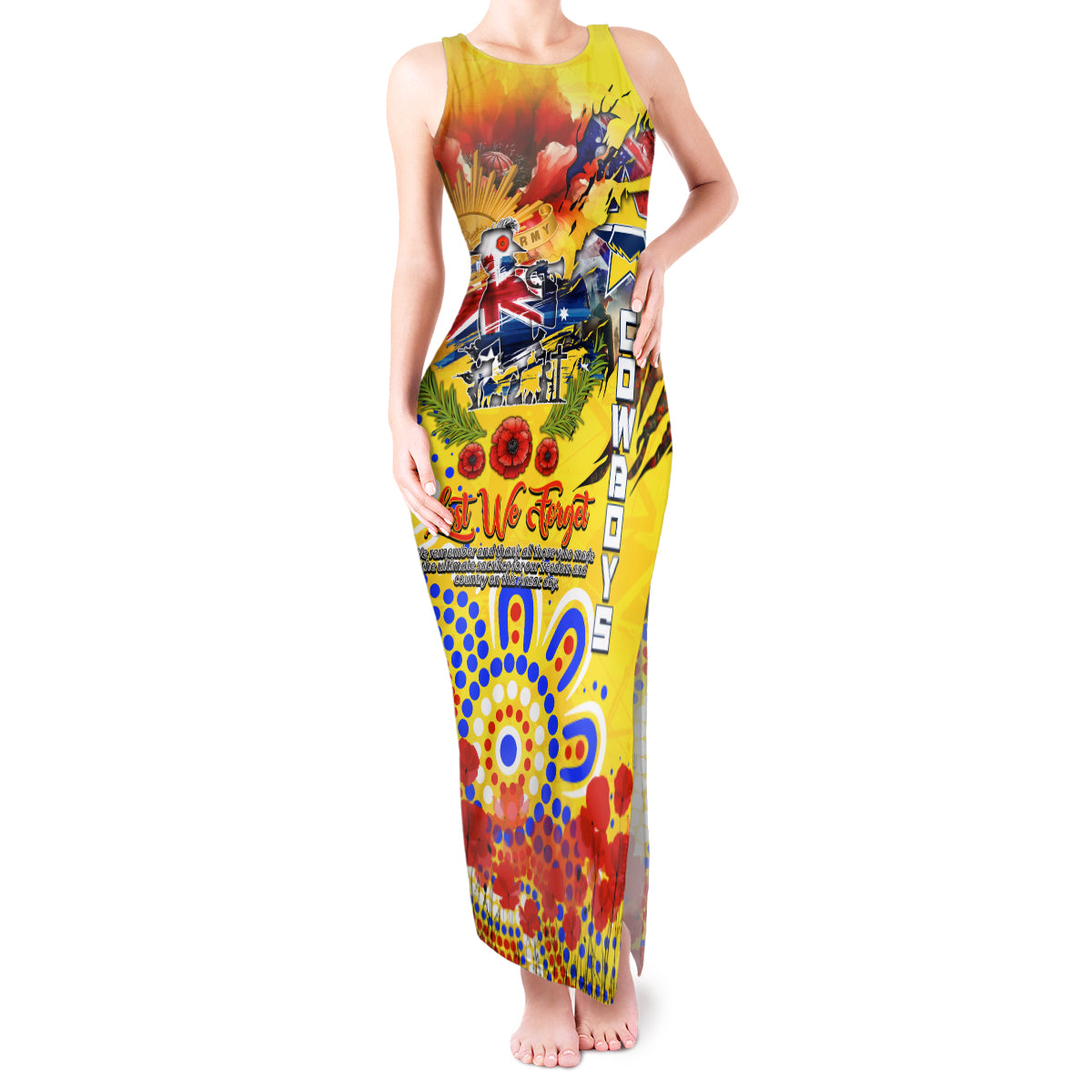 Personalised Australia Rugby Cowboys ANZAC Tank Maxi Dress North Queensland Scratch Style