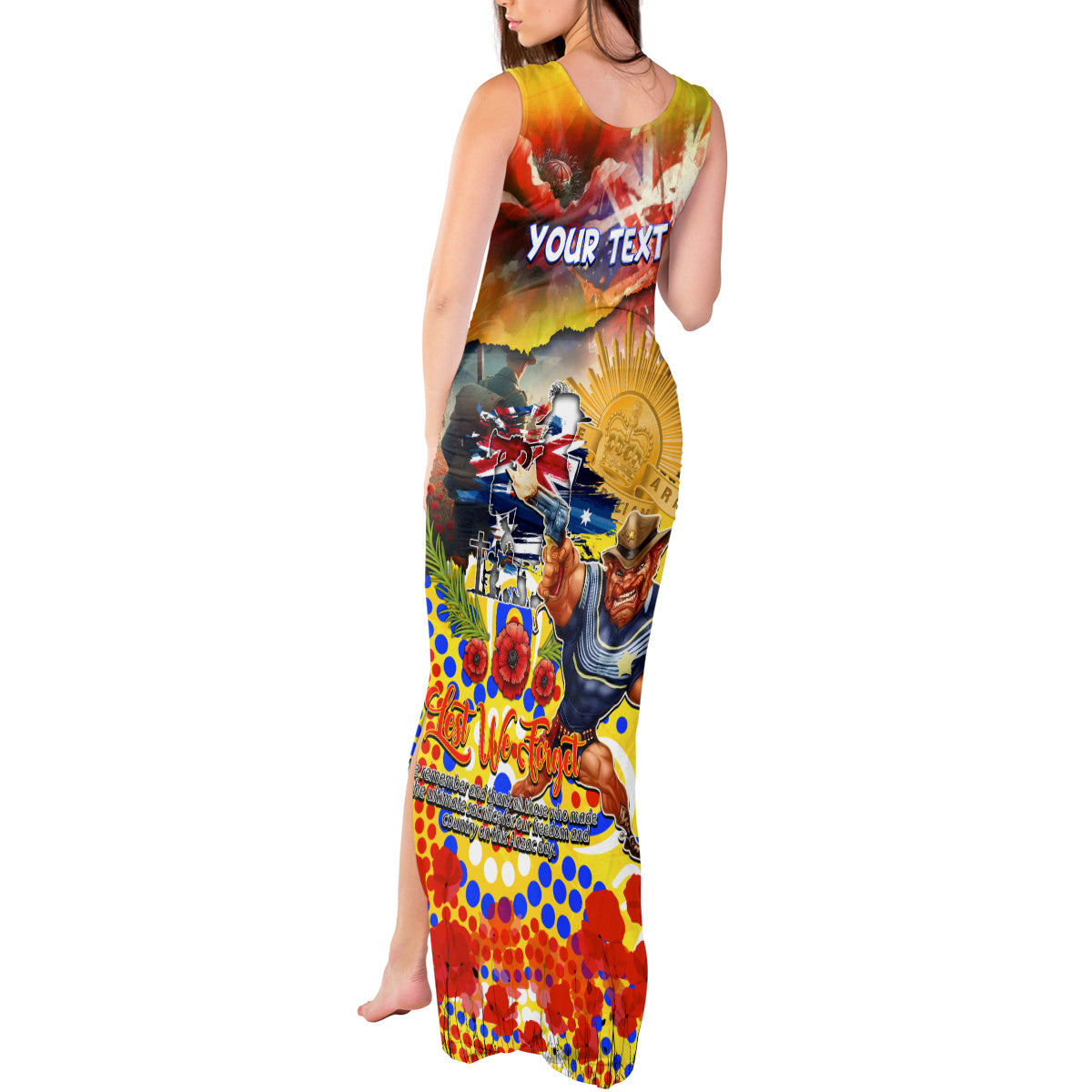 Personalised Australia Rugby Cowboys ANZAC Tank Maxi Dress North Queensland Scratch Style