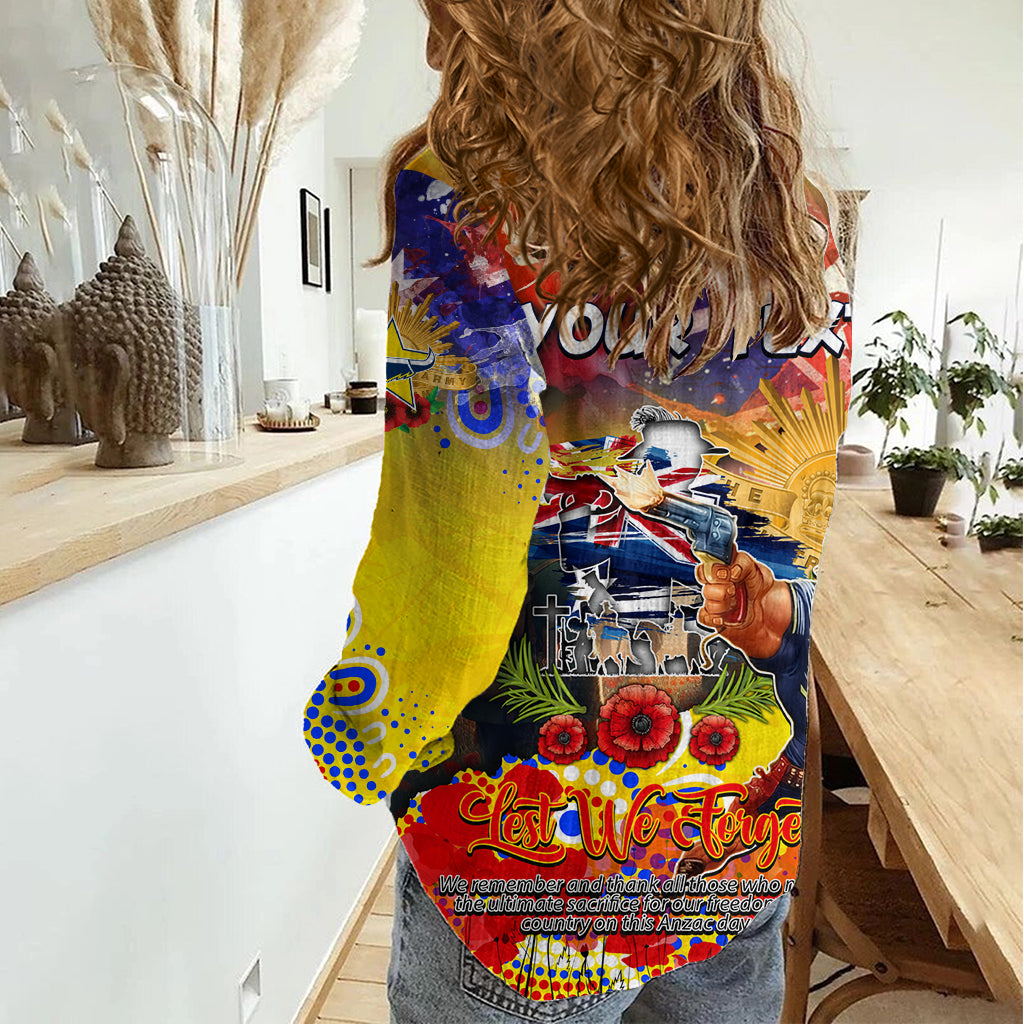 Personalised Australia Rugby Cowboys ANZAC Women Casual Shirt North Queensland Scratch Style - Vibe Hoodie Shop