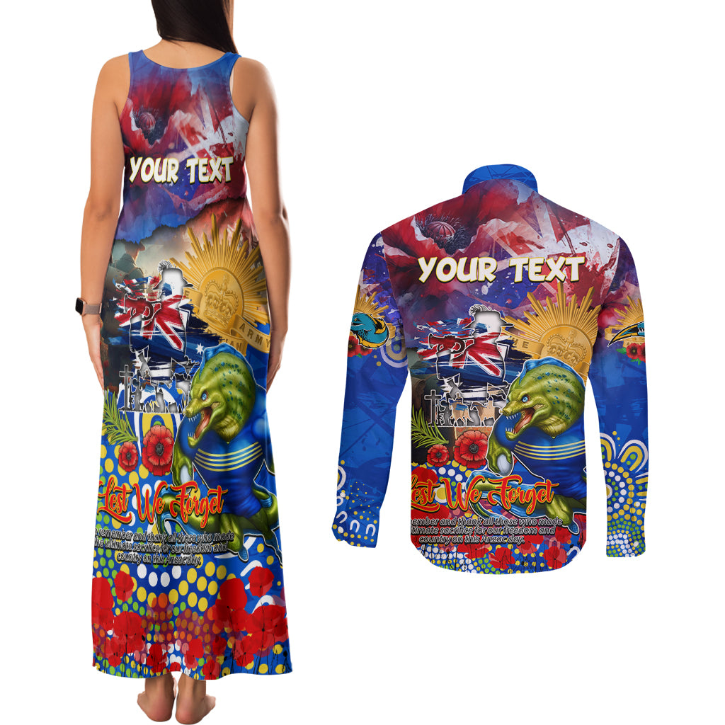 Personalised Australia Rugby Eels ANZAC Couples Matching Tank Maxi Dress and Long Sleeve Button Shirt Parramatta Scratch Style