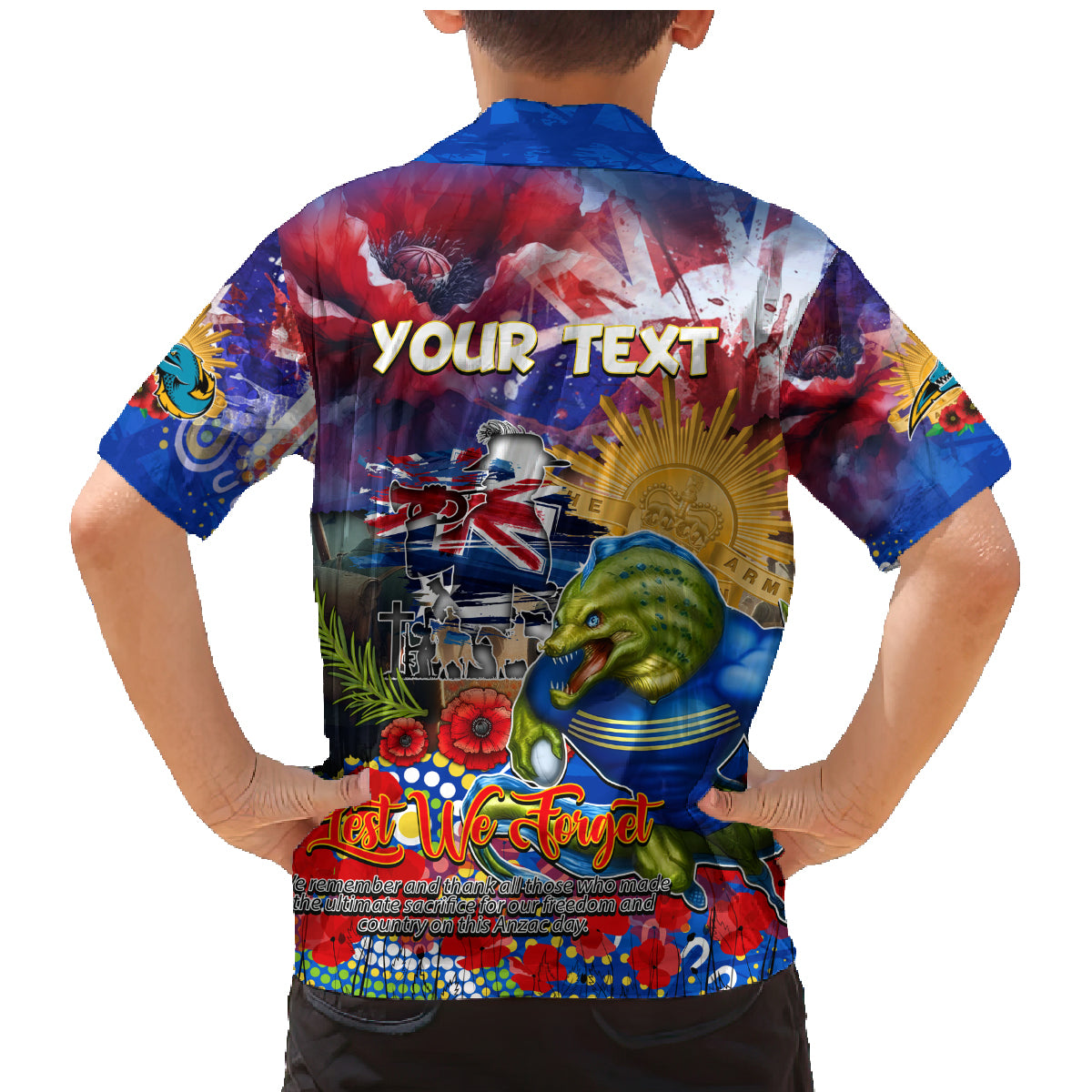 Personalised Australia Rugby Eels ANZAC Family Matching Mermaid Dress and Hawaiian Shirt Parramatta Scratch Style