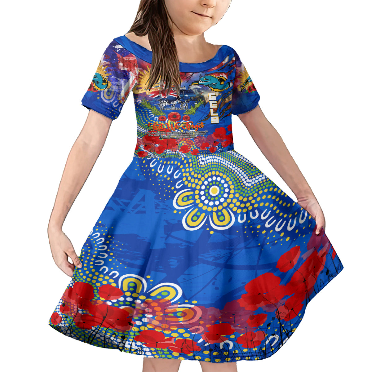 Personalised Australia Rugby Eels ANZAC Family Matching Mermaid Dress and Hawaiian Shirt Parramatta Scratch Style