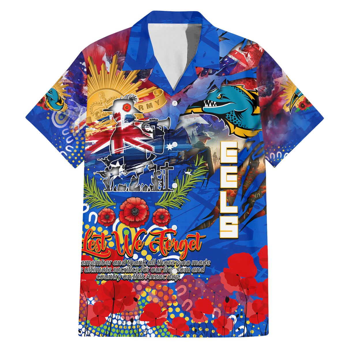 Personalised Australia Rugby Eels ANZAC Family Matching Mermaid Dress and Hawaiian Shirt Parramatta Scratch Style