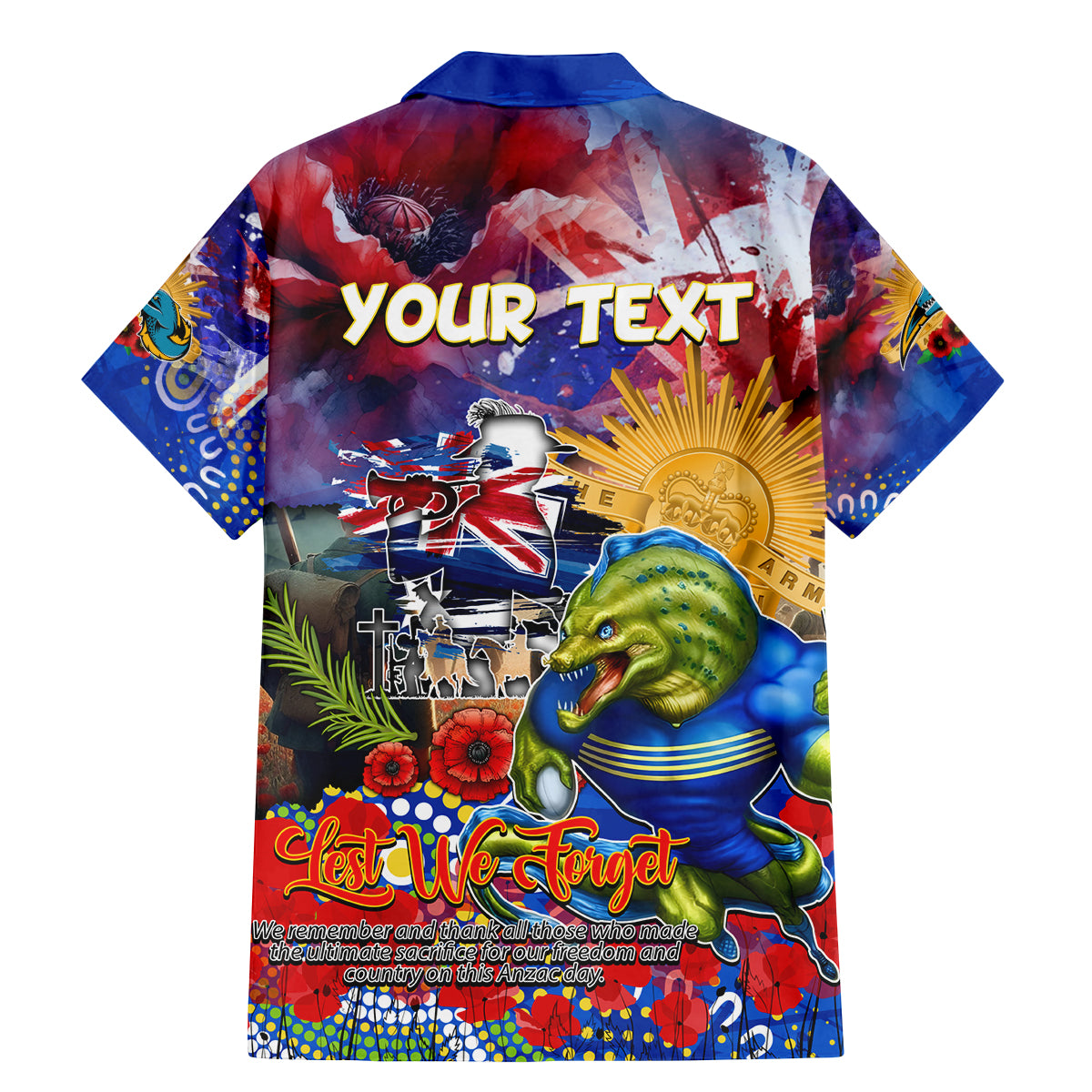 Personalised Australia Rugby Eels ANZAC Family Matching Mermaid Dress and Hawaiian Shirt Parramatta Scratch Style