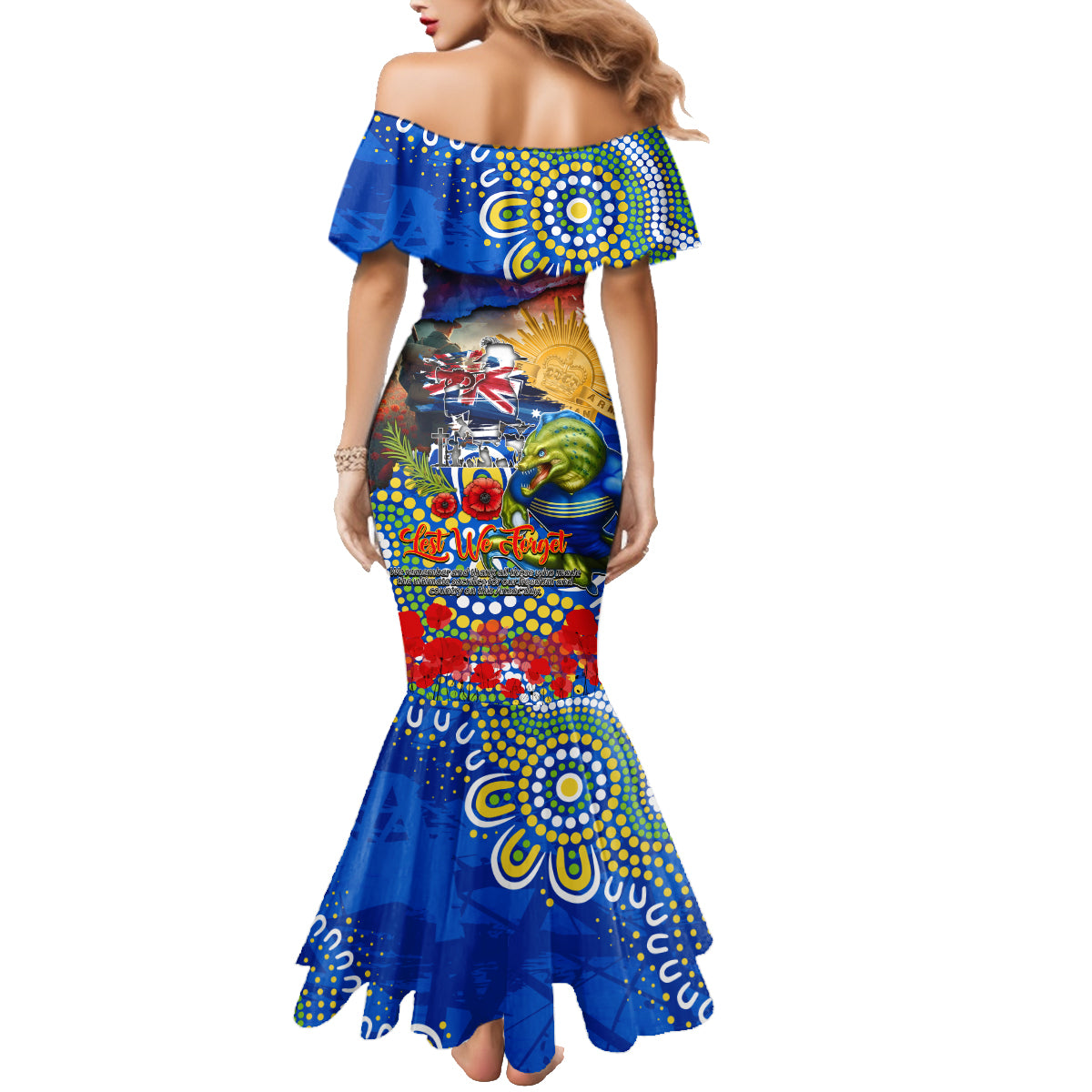 Personalised Australia Rugby Eels ANZAC Family Matching Mermaid Dress and Hawaiian Shirt Parramatta Scratch Style