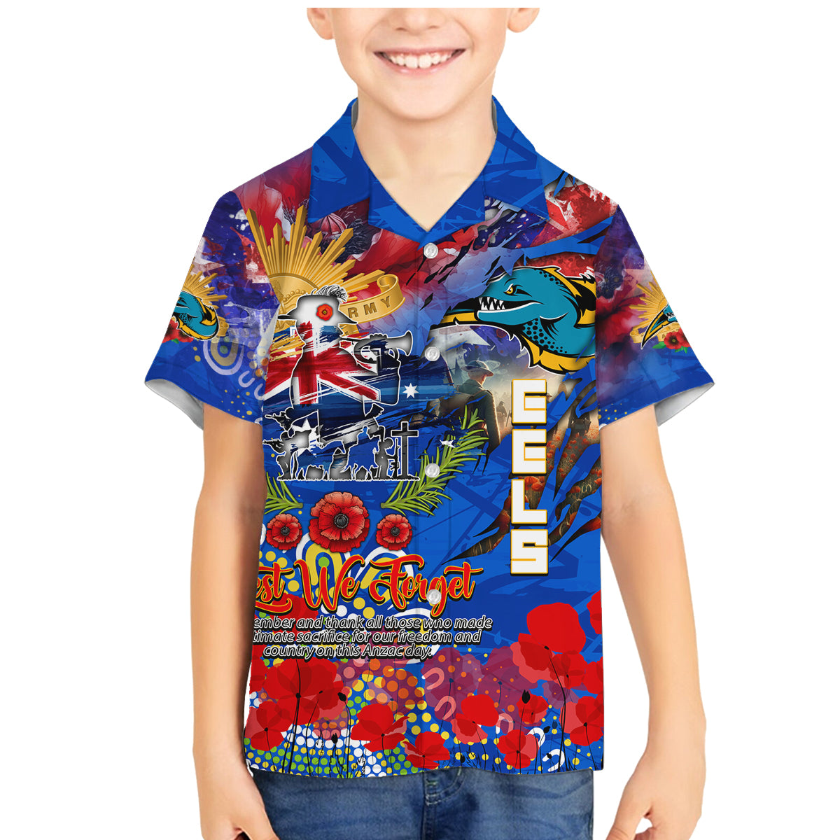 Personalised Australia Rugby Eels ANZAC Family Matching Mermaid Dress and Hawaiian Shirt Parramatta Scratch Style