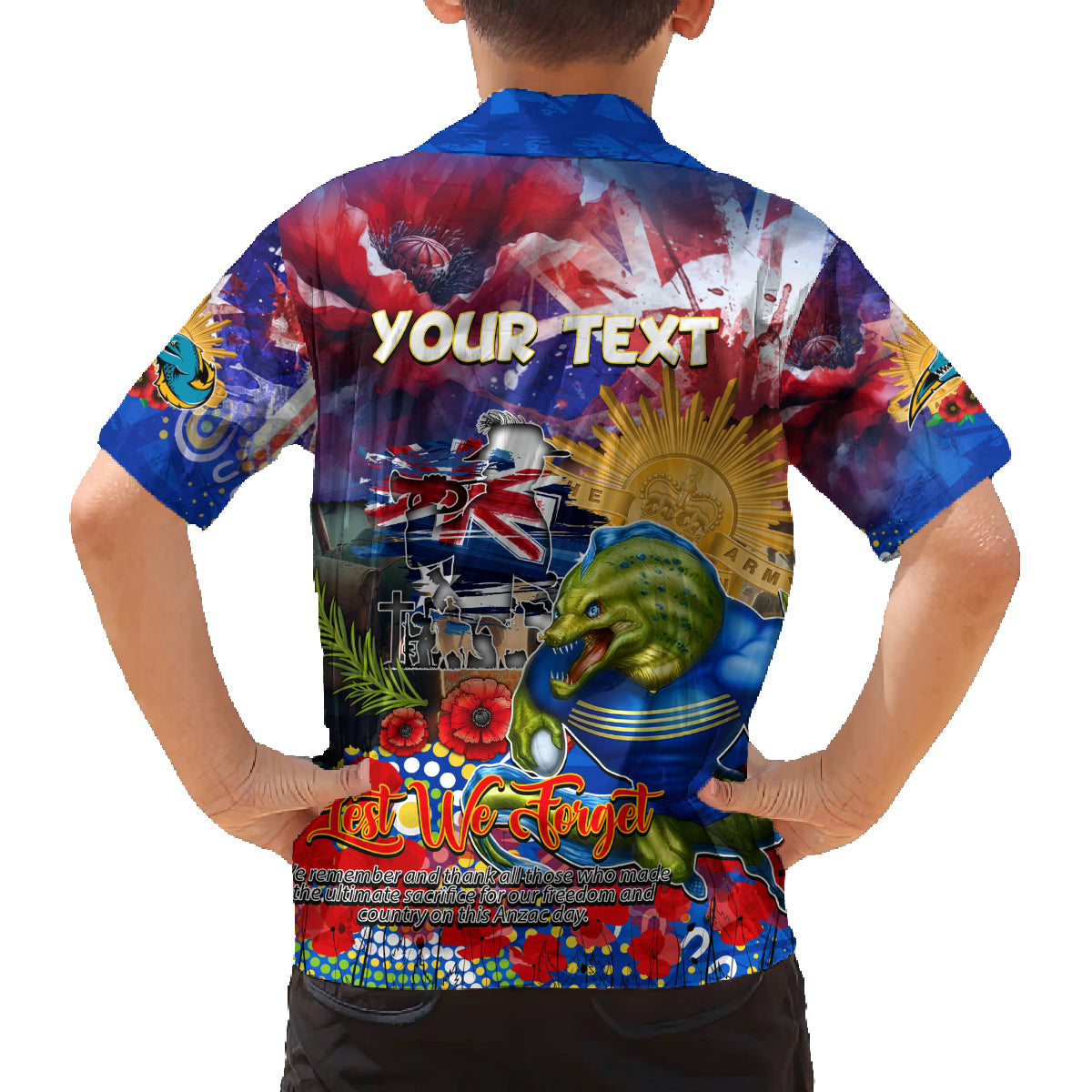 Personalised Australia Rugby Eels ANZAC Family Matching Off Shoulder Maxi Dress and Hawaiian Shirt Parramatta Scratch Style