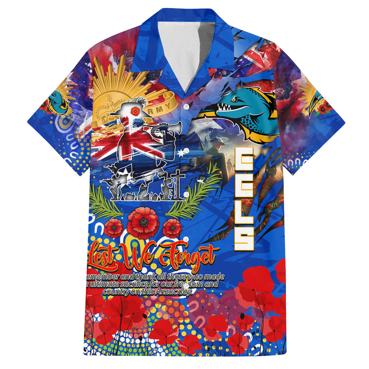 Personalised Australia Rugby Eels ANZAC Family Matching Puletasi and Hawaiian Shirt Parramatta Scratch Style