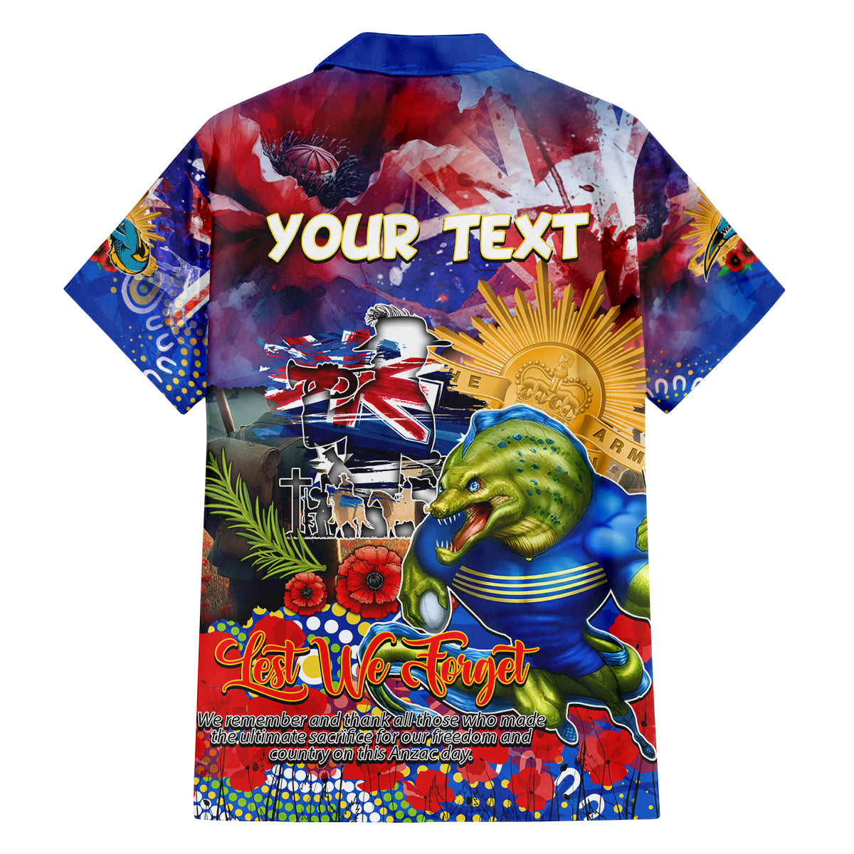 Personalised Australia Rugby Eels ANZAC Family Matching Puletasi and Hawaiian Shirt Parramatta Scratch Style