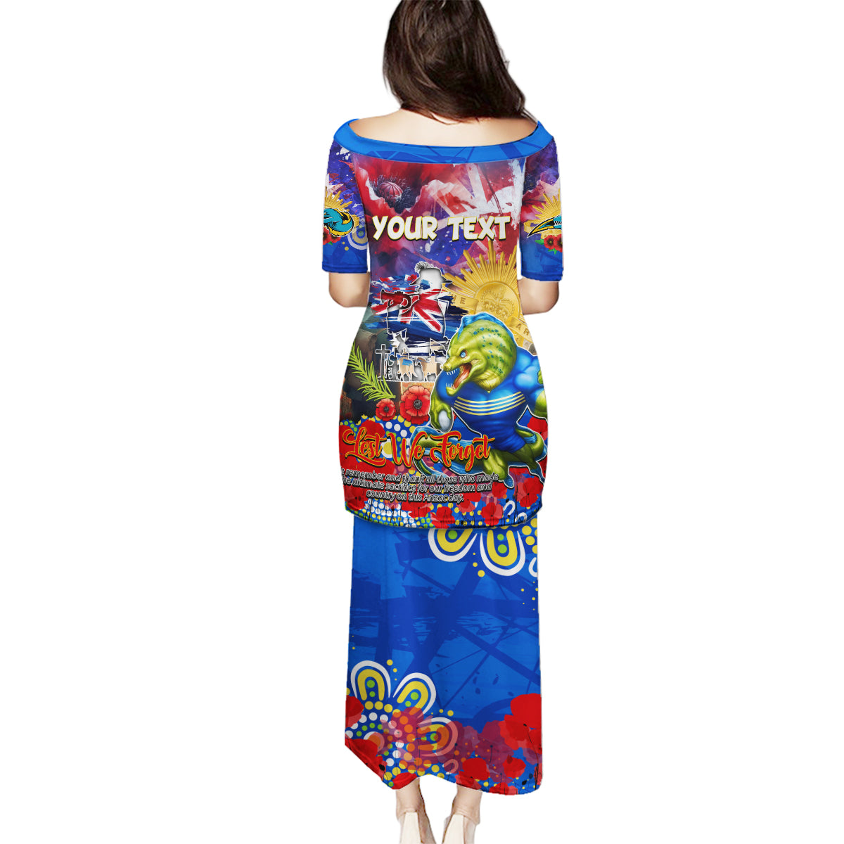 Personalised Australia Rugby Eels ANZAC Family Matching Puletasi and Hawaiian Shirt Parramatta Scratch Style