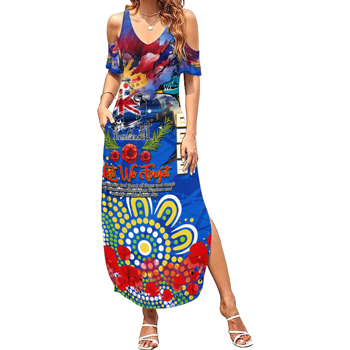 Personalised Australia Rugby Eels ANZAC Family Matching Summer Maxi Dress and Hawaiian Shirt Parramatta Scratch Style