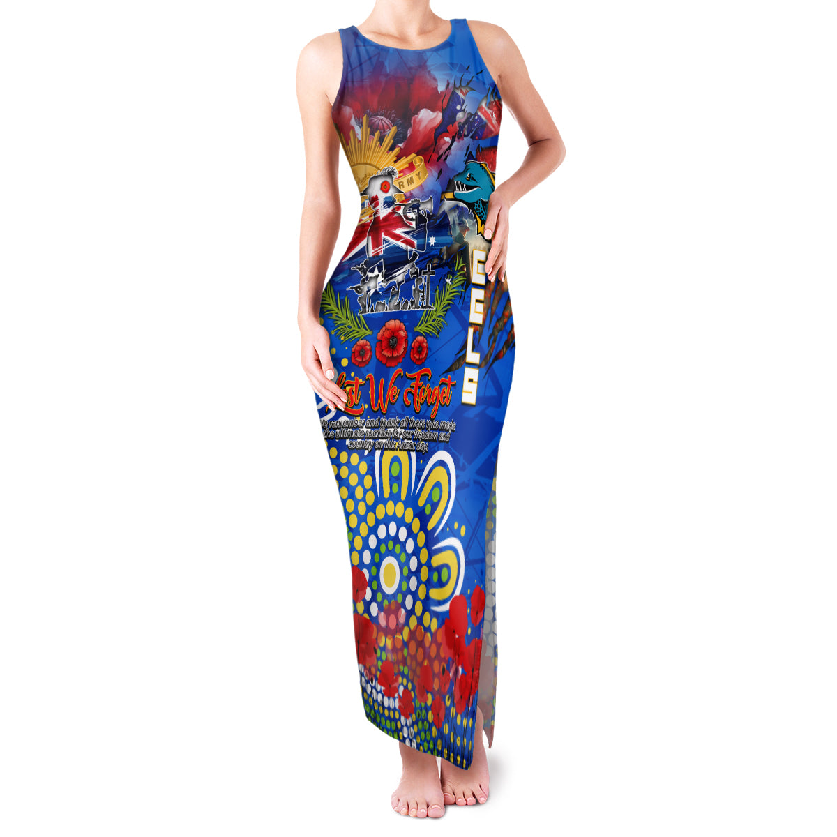 Personalised Australia Rugby Eels ANZAC Family Matching Tank Maxi Dress and Hawaiian Shirt Parramatta Scratch Style