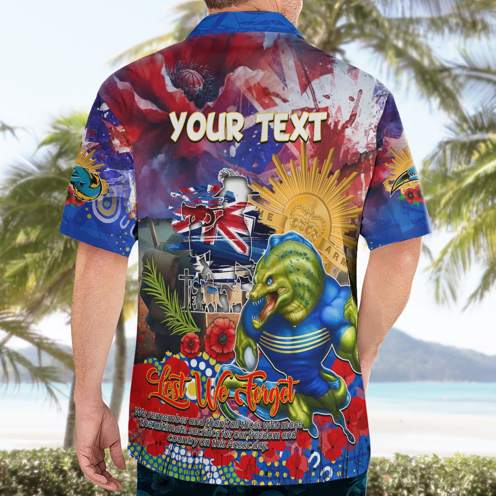 Personalised Australia Rugby Eels ANZAC Hawaiian Shirt Parramatta Scratch Style - Vibe Hoodie Shop