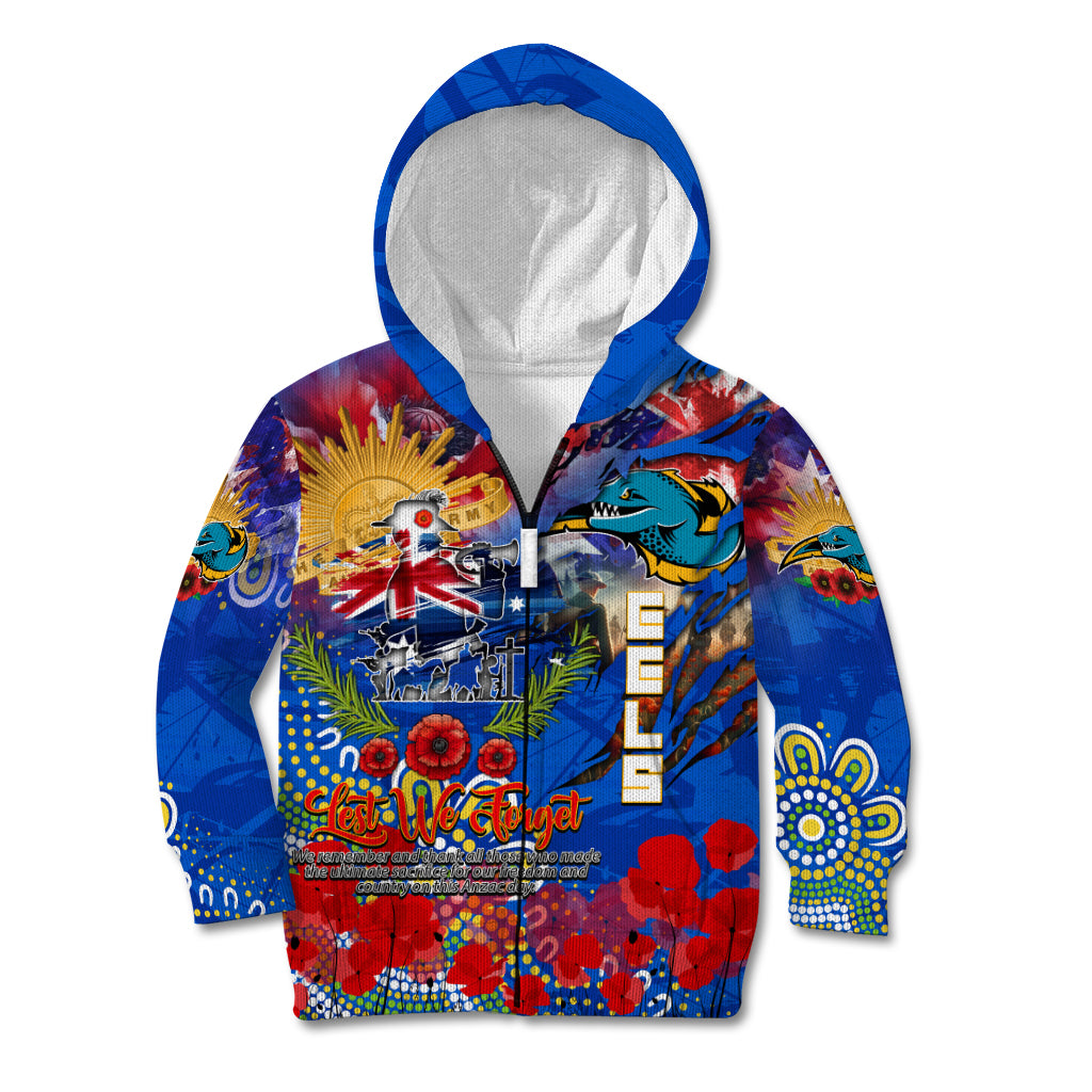 Personalised Australia Rugby Eels ANZAC Kid Hoodie Parramatta Scratch Style - Vibe Hoodie Shop