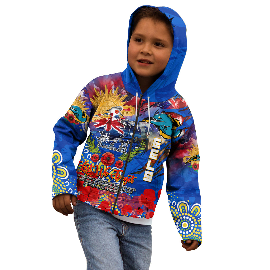 Personalised Australia Rugby Eels ANZAC Kid Hoodie Parramatta Scratch Style - Vibe Hoodie Shop