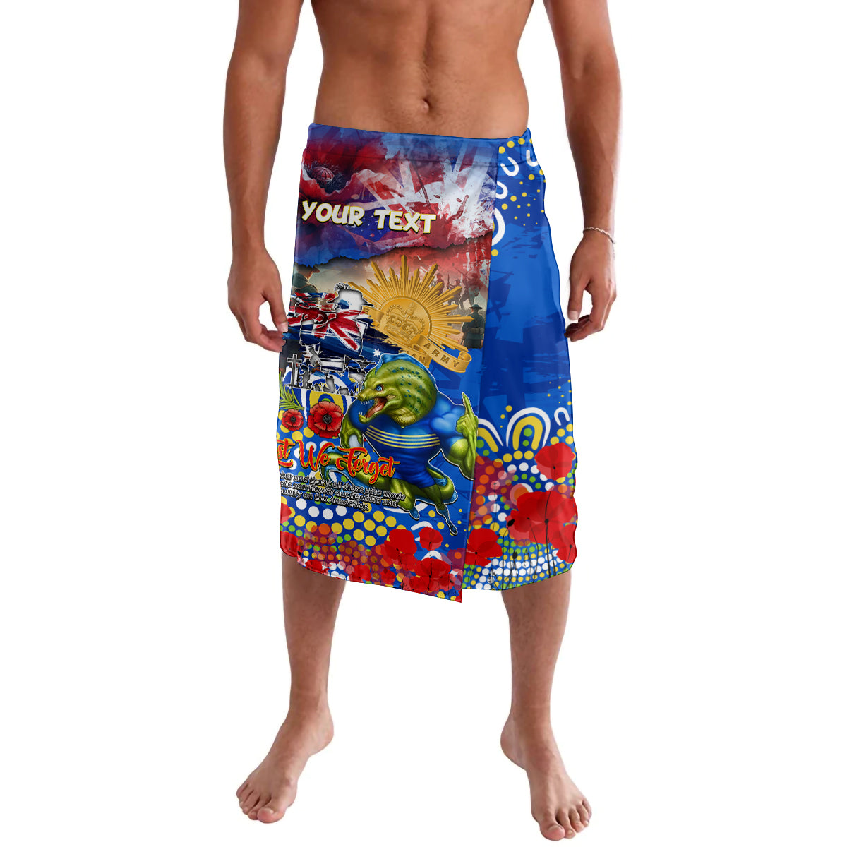 Personalised Australia Rugby Eels ANZAC Lavalava Parramatta Scratch Style