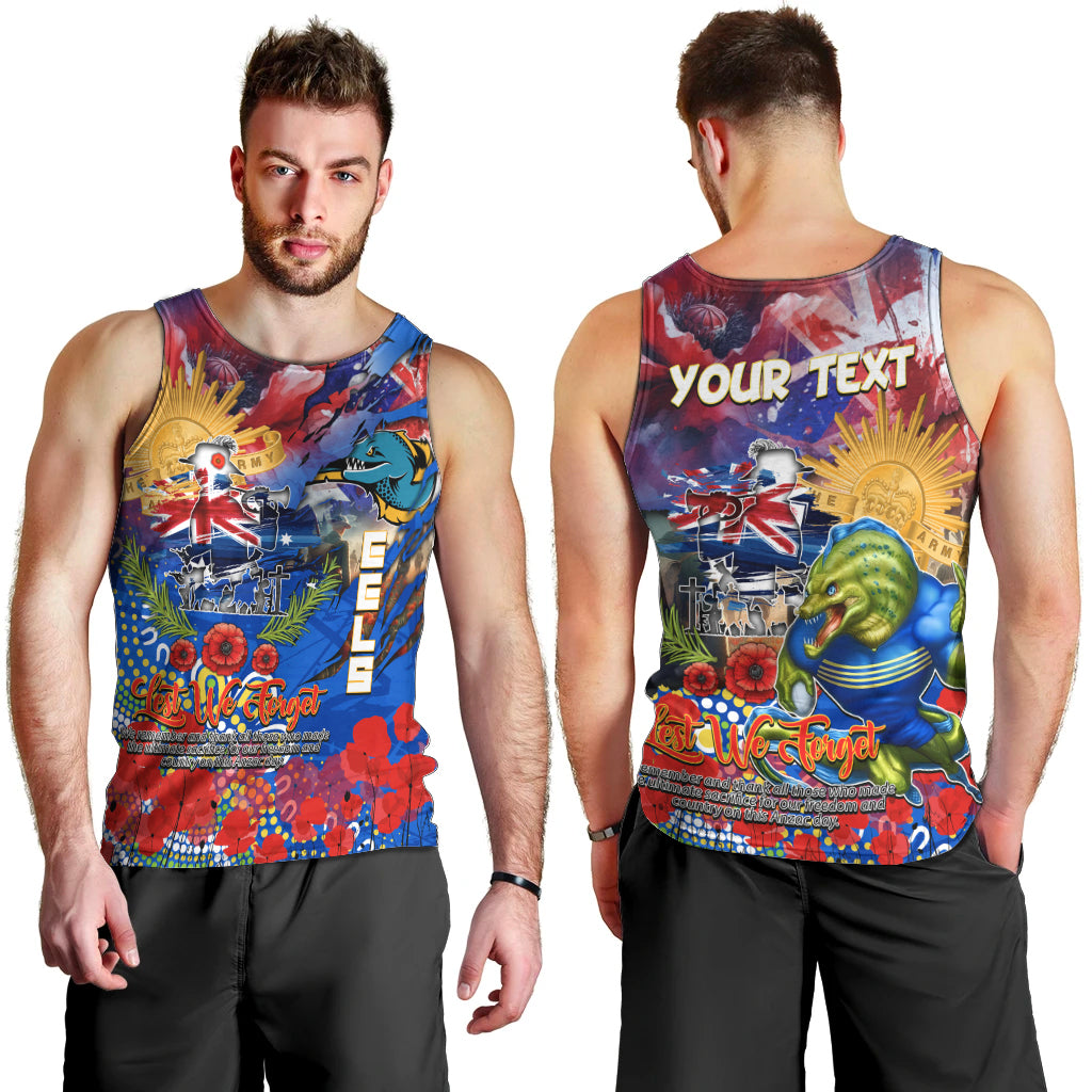 Personalised Australia Rugby Eels ANZAC Men Tank Top Parramatta Scratch Style - Vibe Hoodie Shop