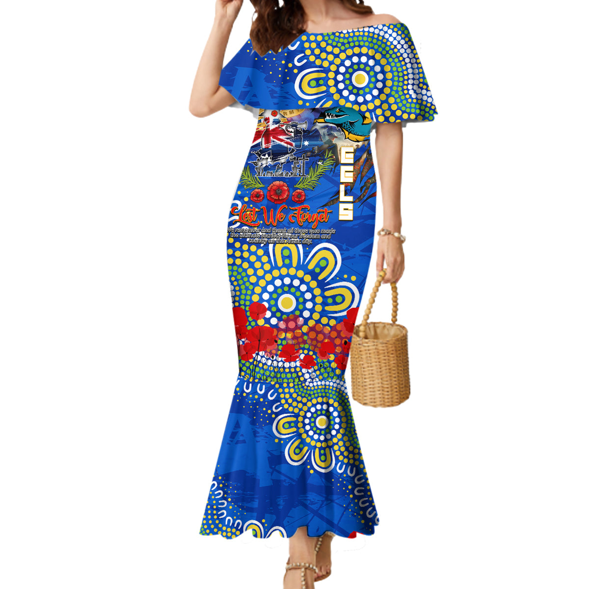 Personalised Australia Rugby Eels ANZAC Mermaid Dress Parramatta Scratch Style
