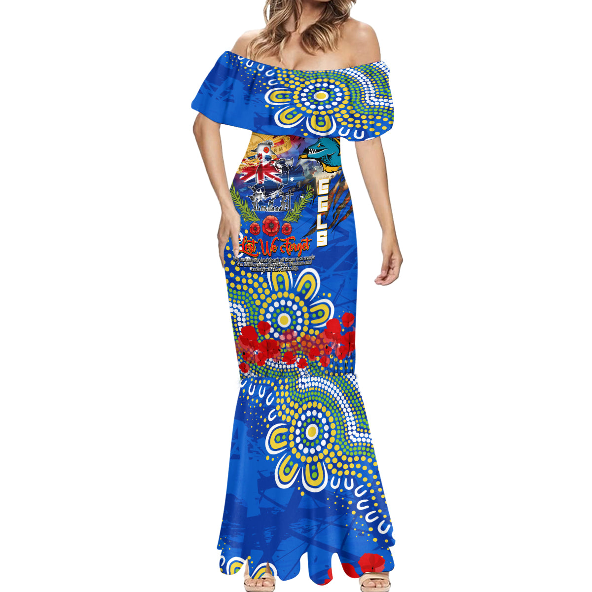 Personalised Australia Rugby Eels ANZAC Mermaid Dress Parramatta Scratch Style