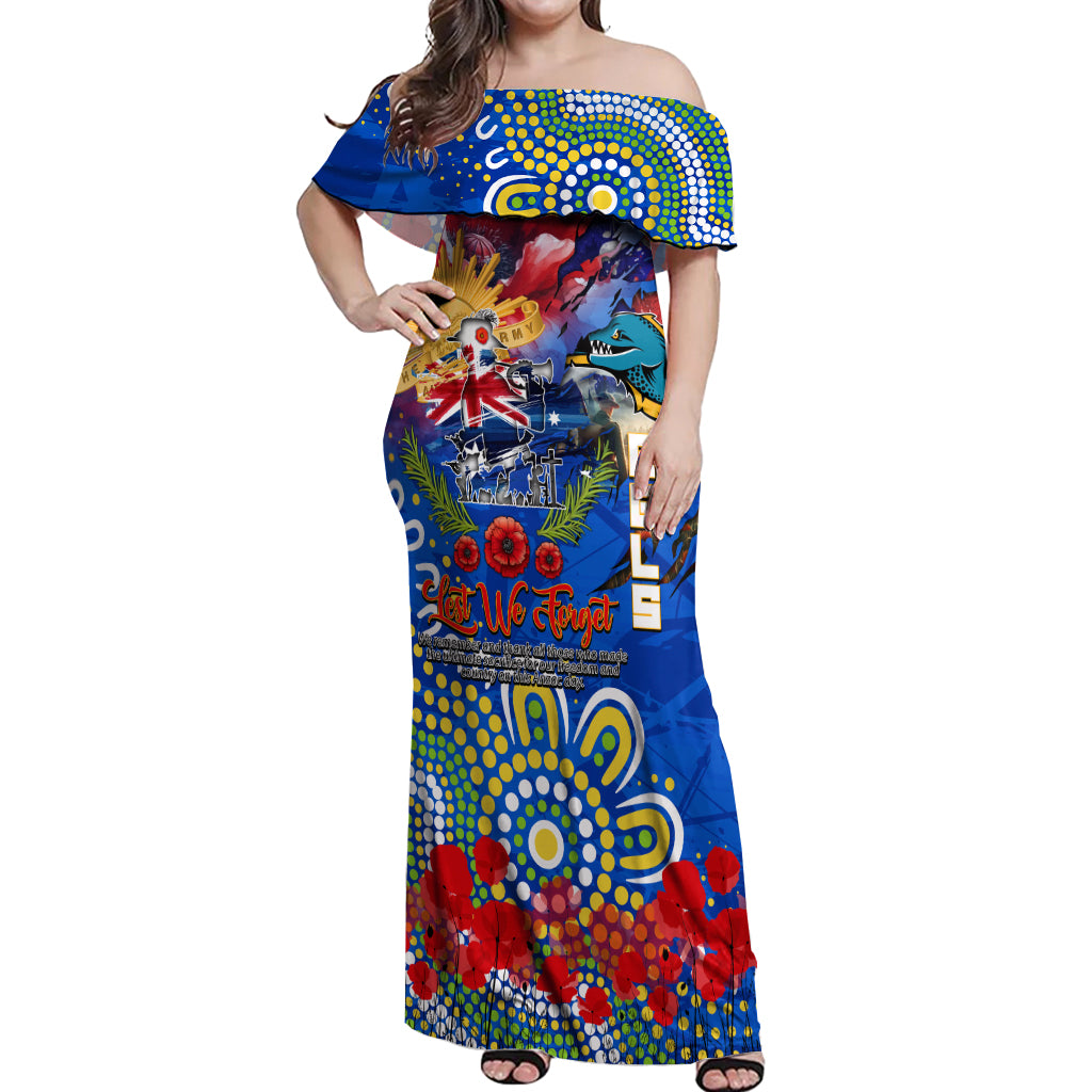 Personalised Australia Rugby Eels ANZAC Off Shoulder Maxi Dress Parramatta Scratch Style