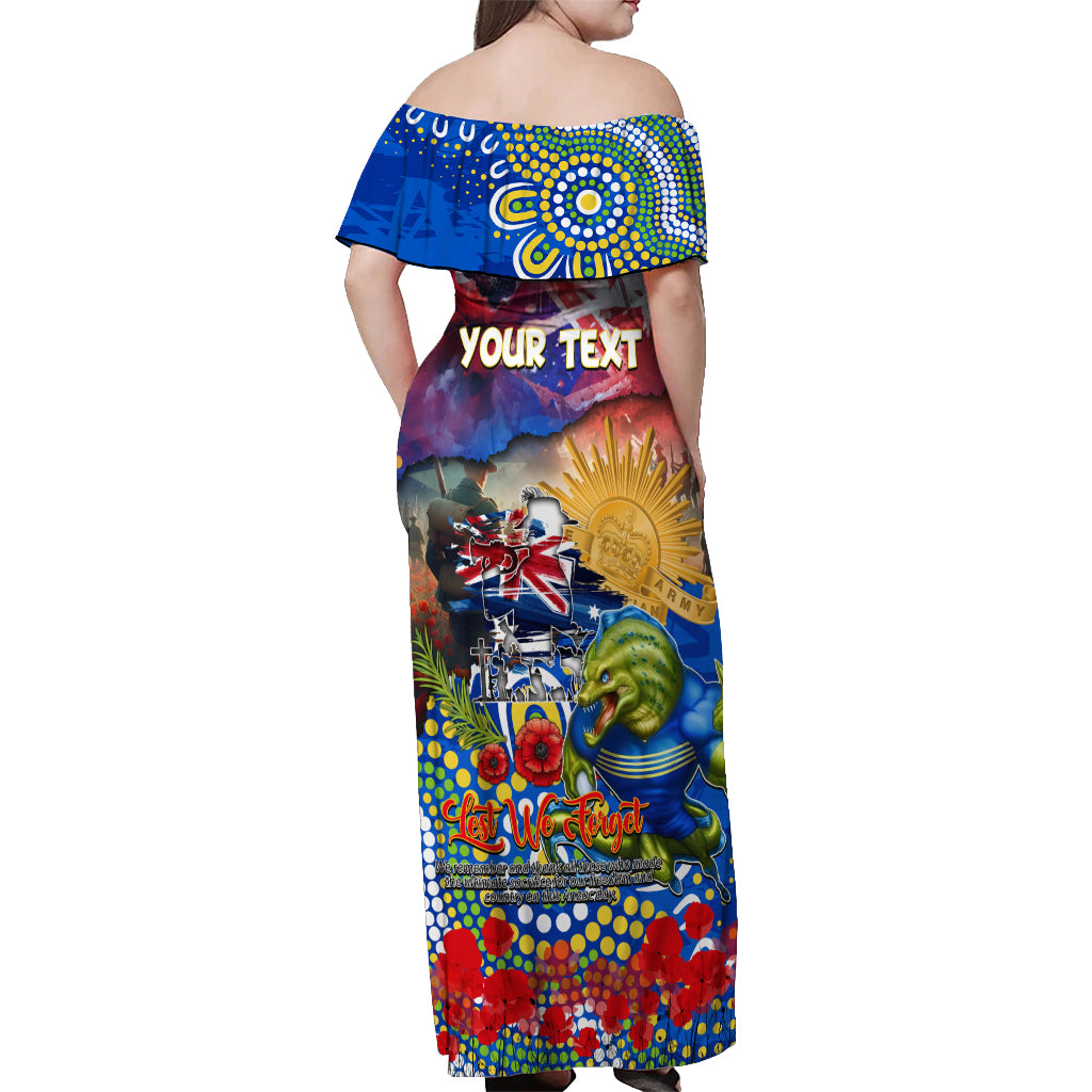 Personalised Australia Rugby Eels ANZAC Off Shoulder Maxi Dress Parramatta Scratch Style