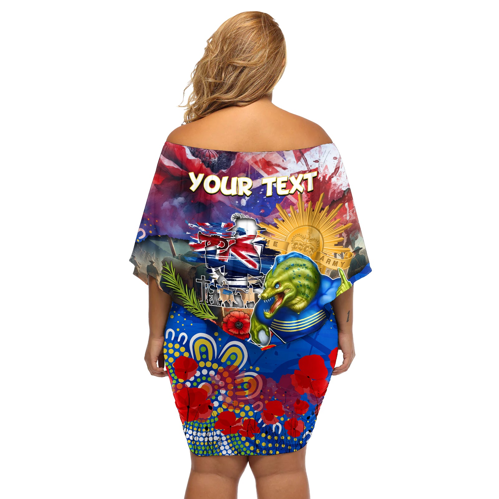 Personalised Australia Rugby Eels ANZAC Off Shoulder Short Dress Parramatta Scratch Style