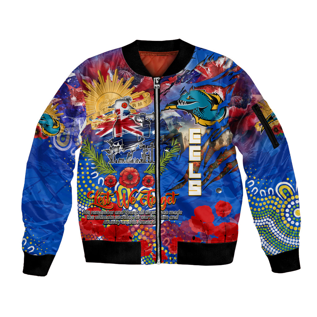Personalised Australia Rugby Eels ANZAC Sleeve Zip Bomber Jacket Parramatta Scratch Style